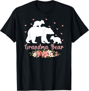 Grandma Bear Matching Family Floral Bear Grandma Mothers Day T-Shirt - T-Shirt | Black