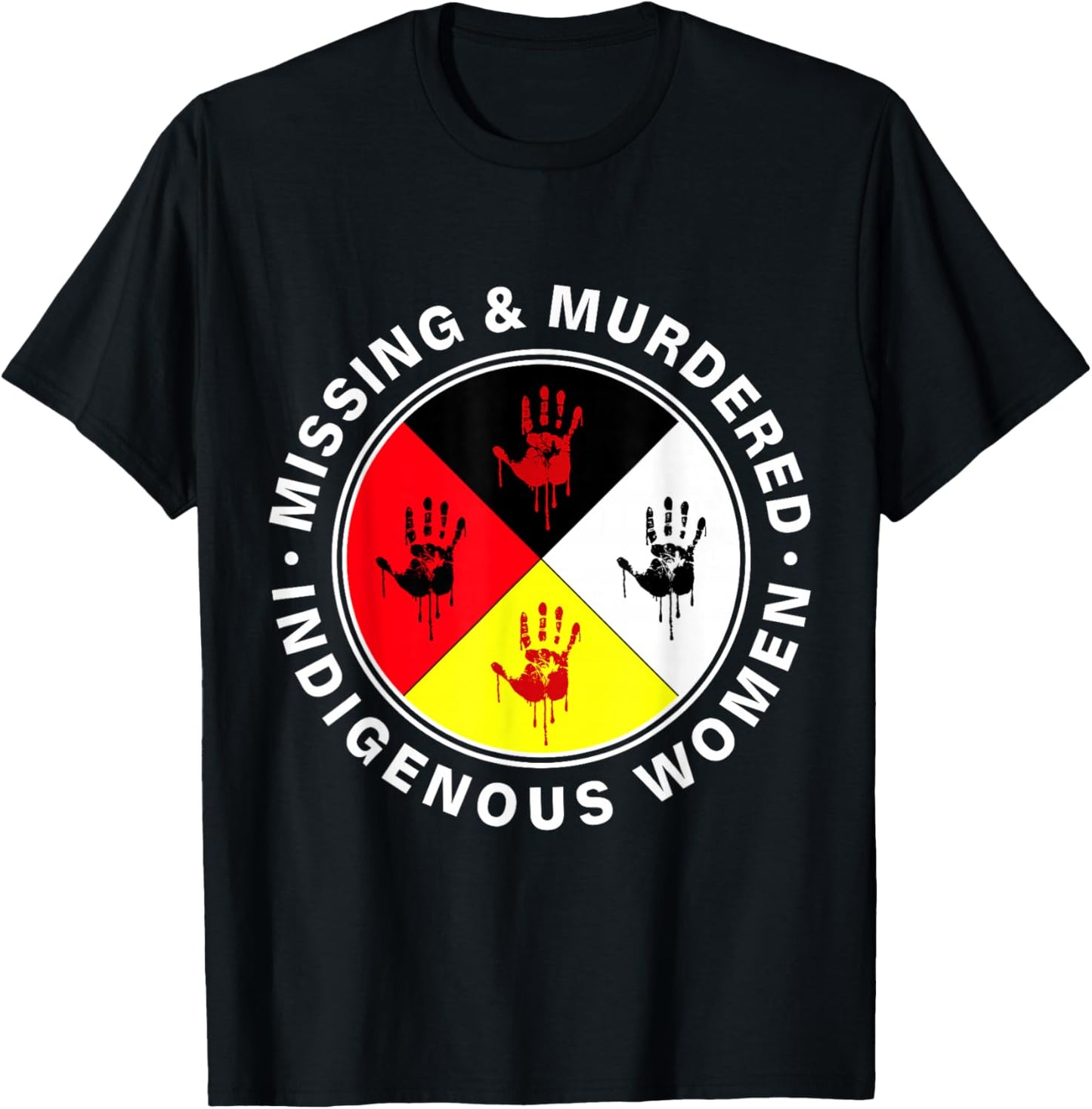 MMIW Missing & Murdered Indigenous Women Red Hand T-Shirt - T-Shirt | Black