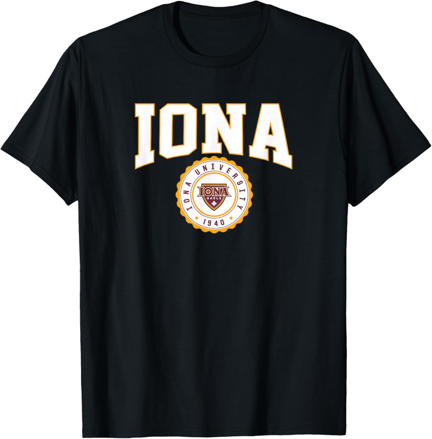 Iona University Gaels Collegiate Seal T-Shirt - T-Shirt | Black