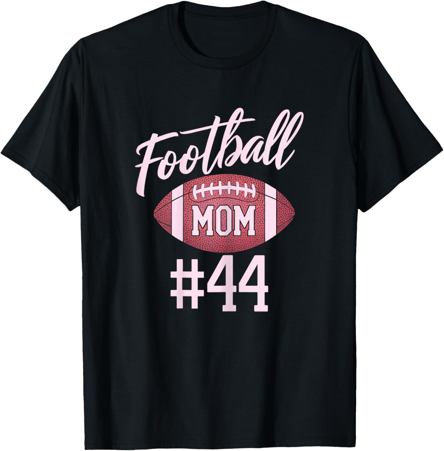 Football Mom #44 Funny Mother Woman Touchdown Girl Son Game T-Shirt - T-Shirt | Black
