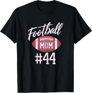 Football Mom #44 Funny Mother Woman Touchdown Girl Son Game T-Shirt - T-Shirt | Black