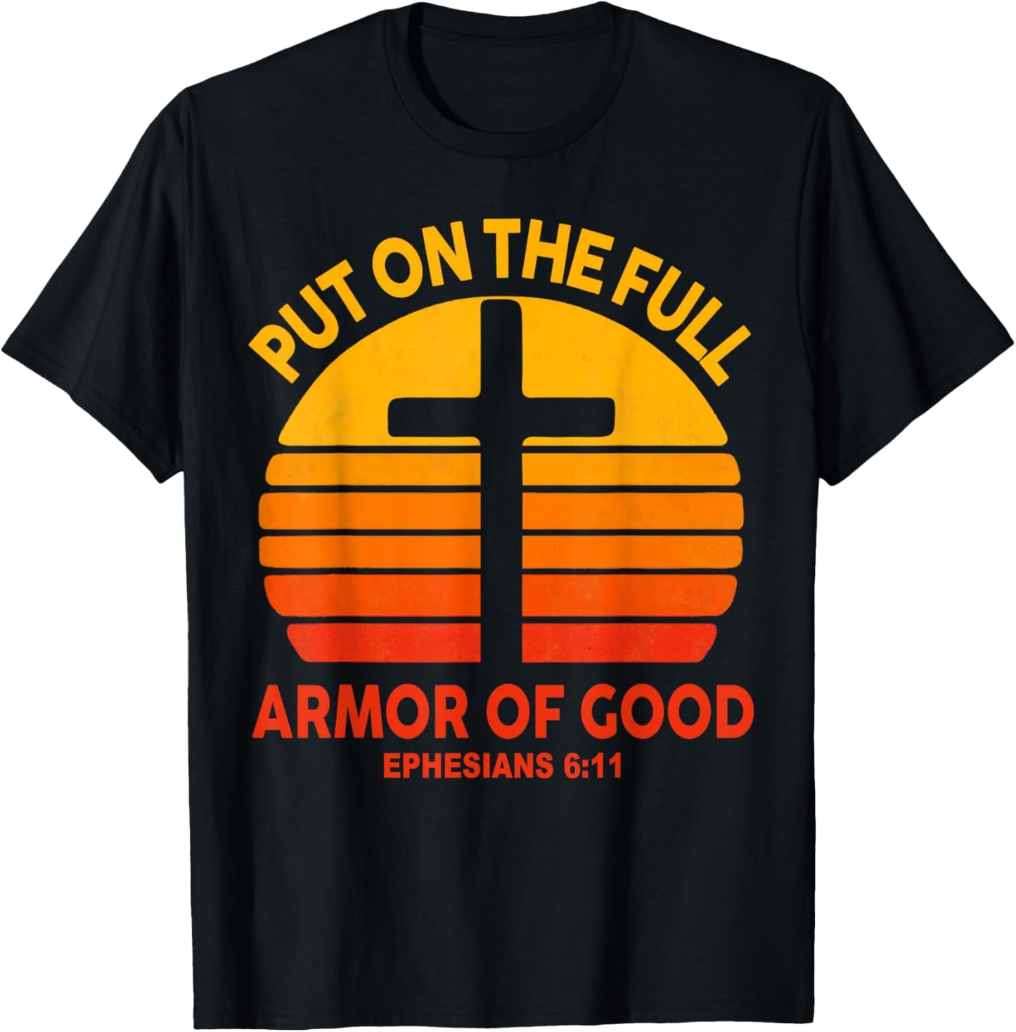 Women Put On The Full Armor of God Cross Christian Vintage T-Shirt - T-Shirt | Black