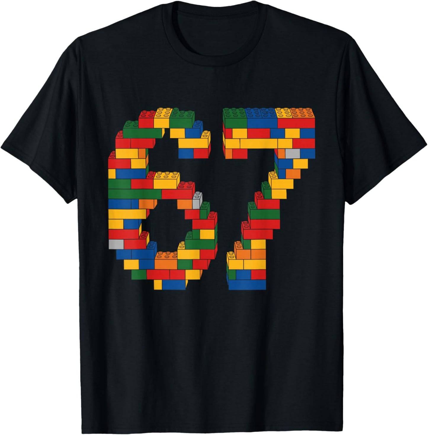 67 Meme 6 7 Meme Six Seven Students Building Toy Teens Kids T-Shirt - T-Shirt | Black