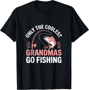 Only The Coolest Grandmas Go Fishing Grandma Fish T-Shirt - T-Shirt | Black