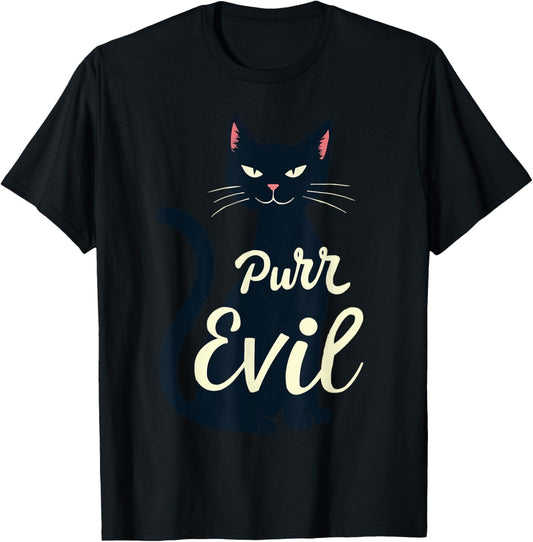 Sarcastic Black Cat Purr Evil Cat Lover Halloween Costume Men Women T-Shirt - T-Shirt | Black