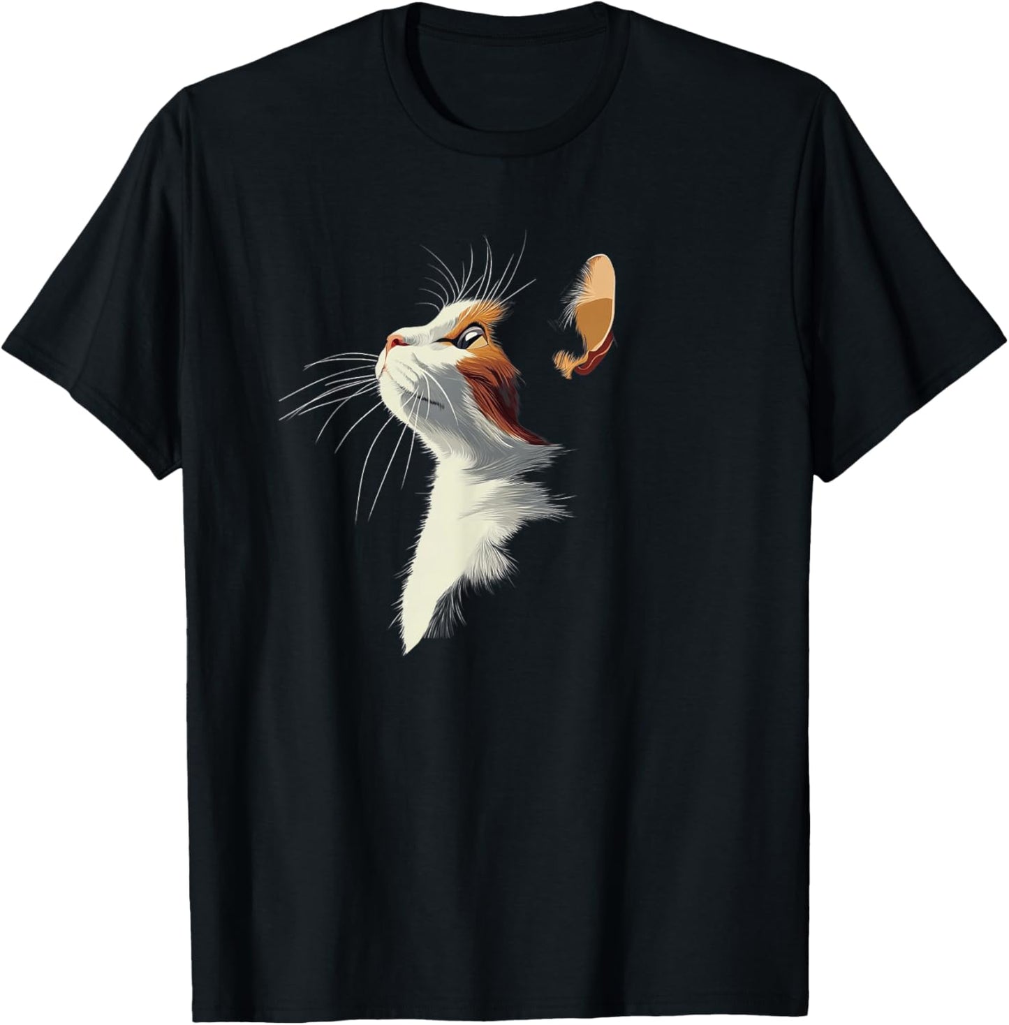 Beautiful Girls Illustration Art Calico Cat Lover T-Shirt - T-Shirt | Black