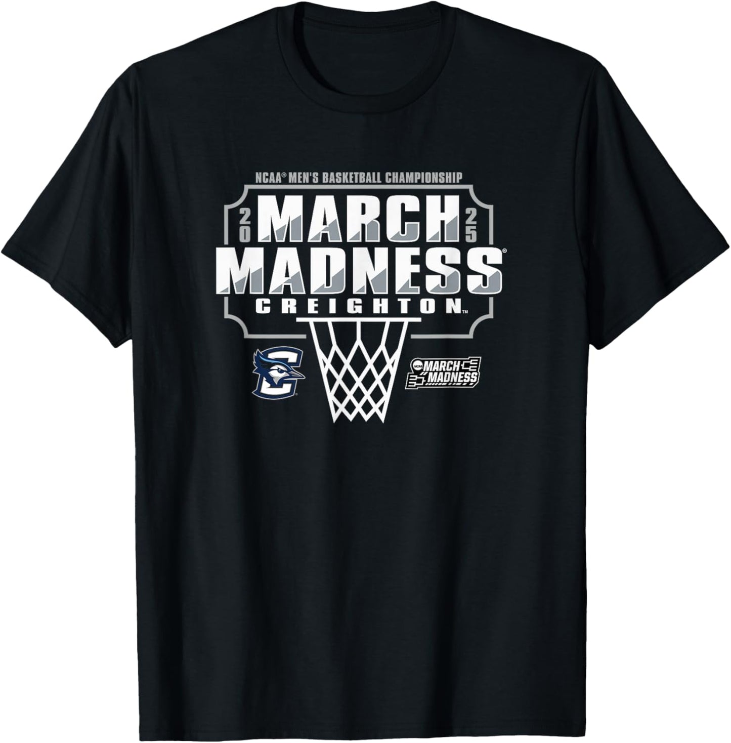 Creighton Bluejays March Madness 2025 Men's Basketball Royal T-Shirt - T-Shirt | Black