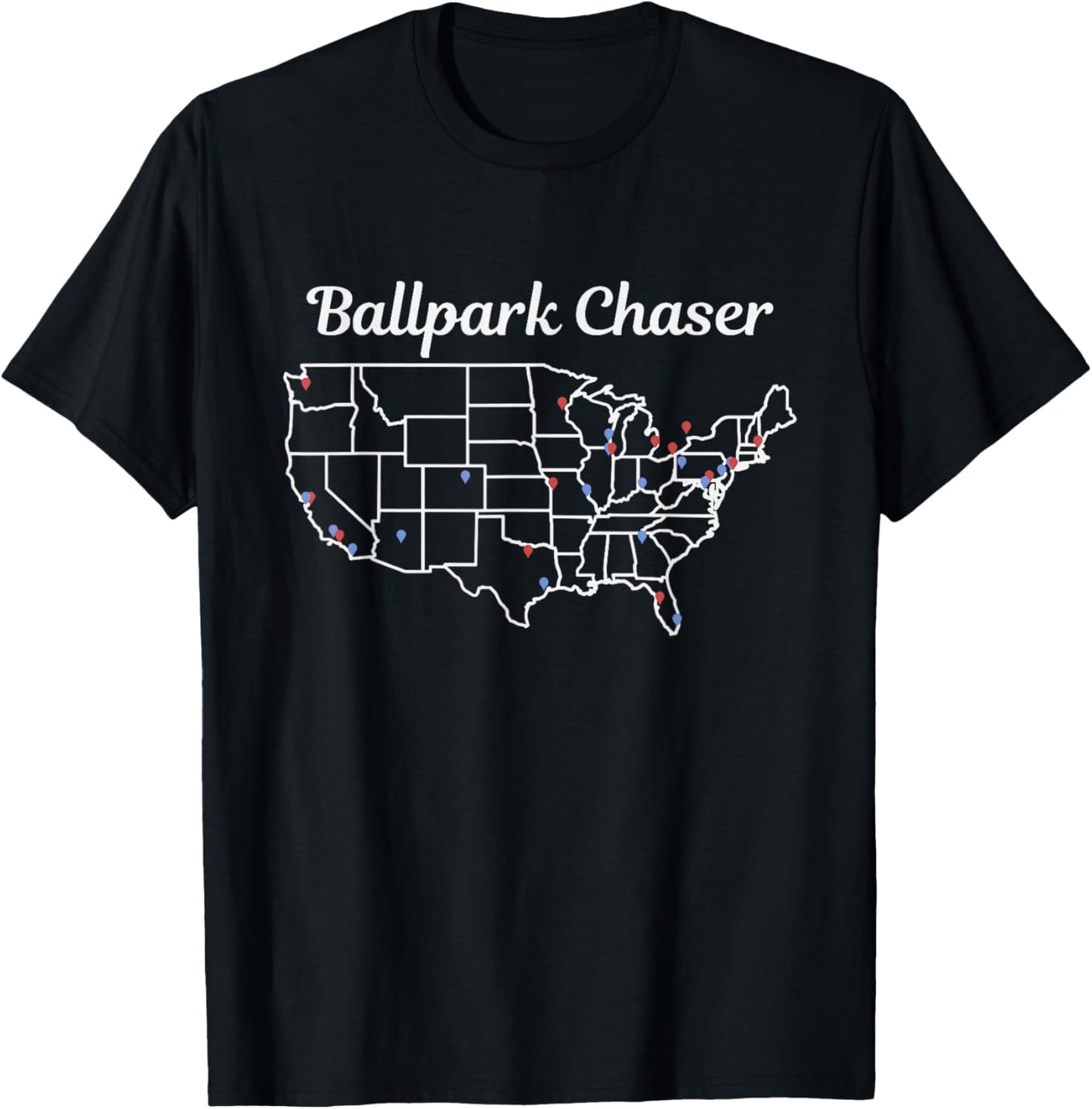 Ballpark Chaser | Baseball Stadiums Bucket List T-Shirt - T-Shirt | Black