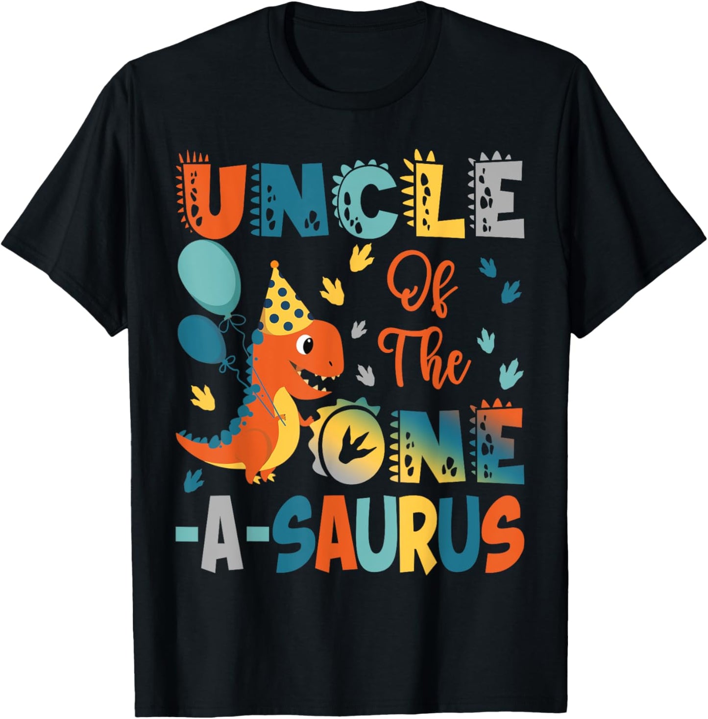Uncle Of The One-A-Saurus 2Nd Birthday Dinosaur Party T-Shirt - T-Shirt | Black