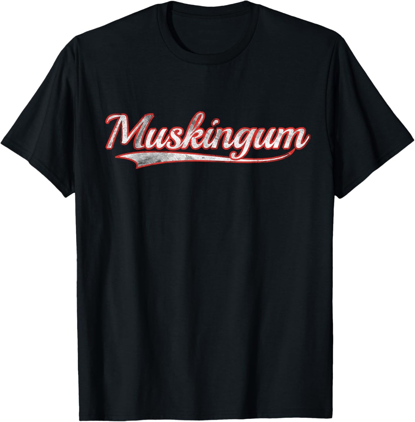 Muskingum Vintage Varsity Distressed Throwback Style T-Shirt - T-Shirt | Black