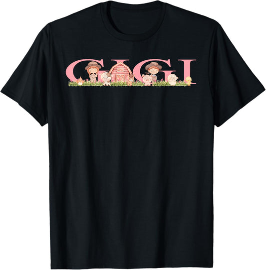 Gigi Farm Animal Birthday Kids Matching Family T-Shirt - T-Shirt | Black