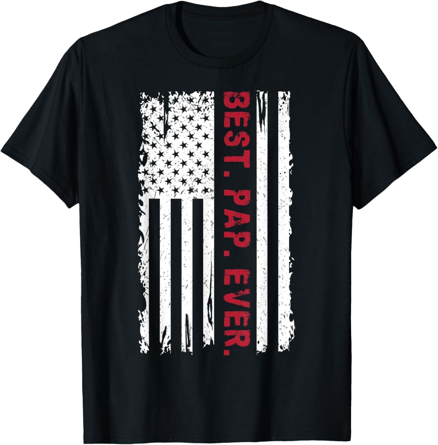US Flag Best Pap Ever Father's Day Daddy Grandpa Vintage T-Shirt - T-Shirt | Black