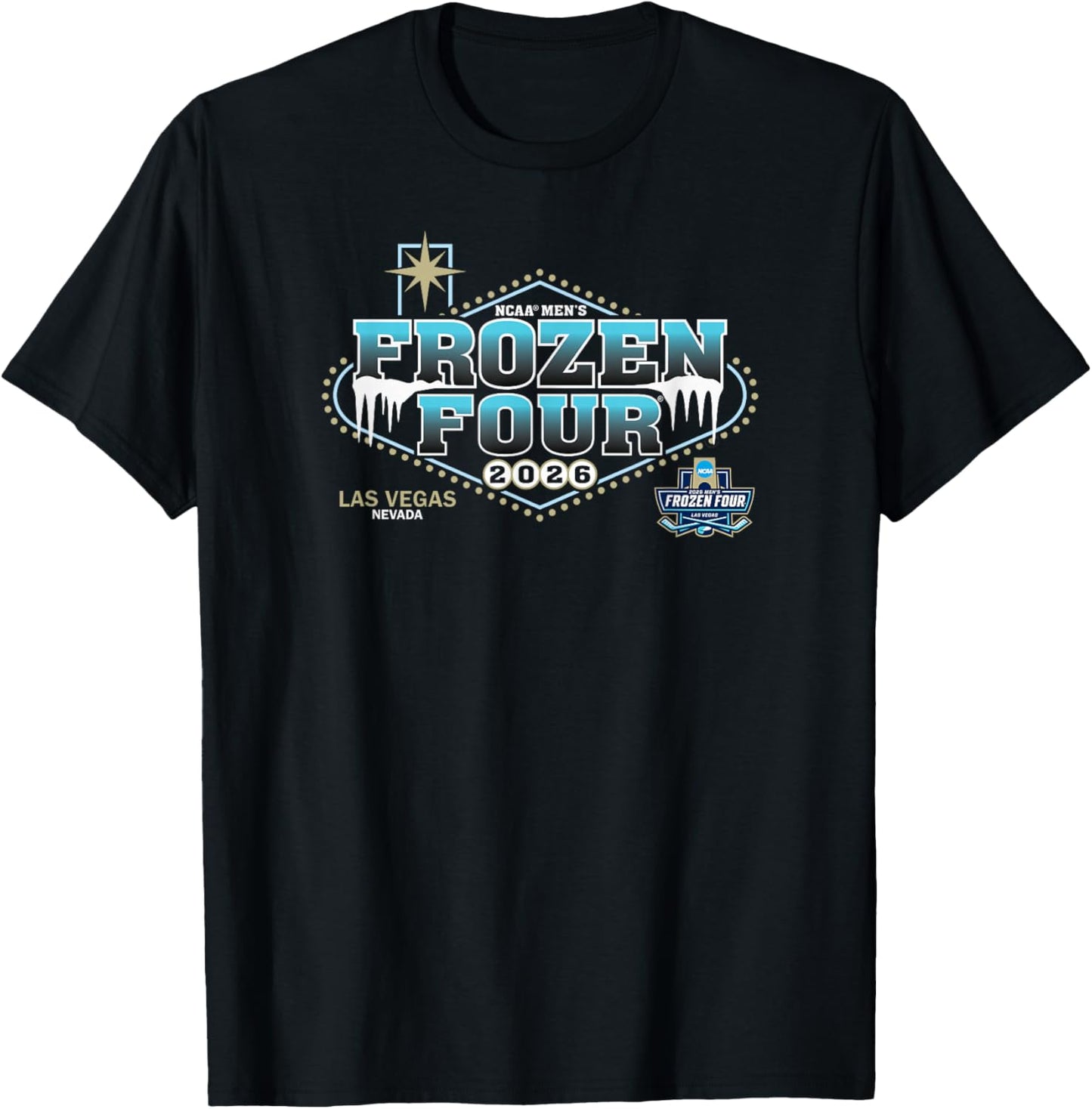 NCAA Frozen Four 2026 Men's Hockey Vegas Officially Licensed T-Shirt - T-Shirt | Black