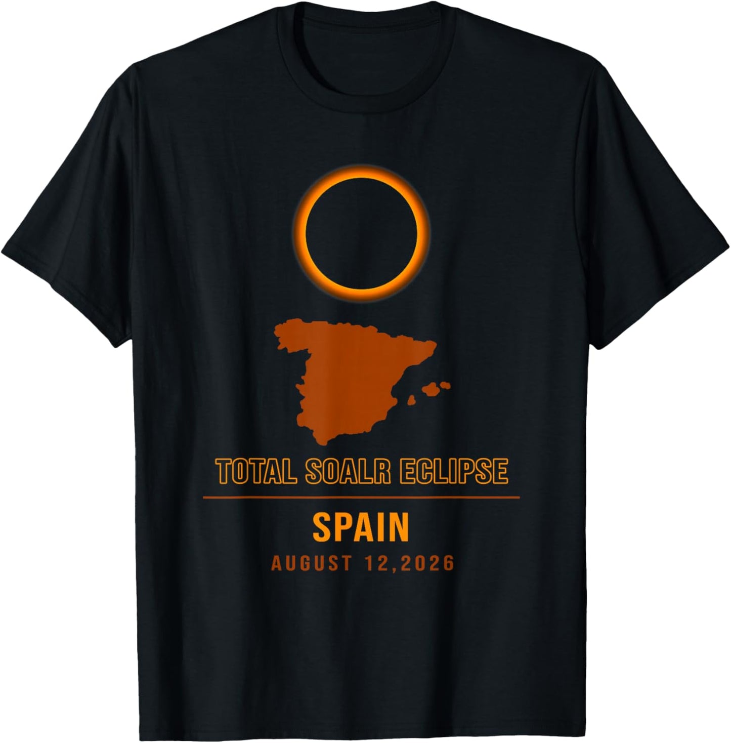 Total Solar Event Eclipse 2026 Le Chemin de la totalité du Soleil T-Shirt - T-Shirt | Black