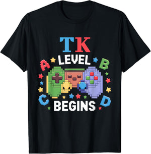TK Level Begins Gaming Teacher Transitional Kindergarten T-Shirt - T-Shirt | Black