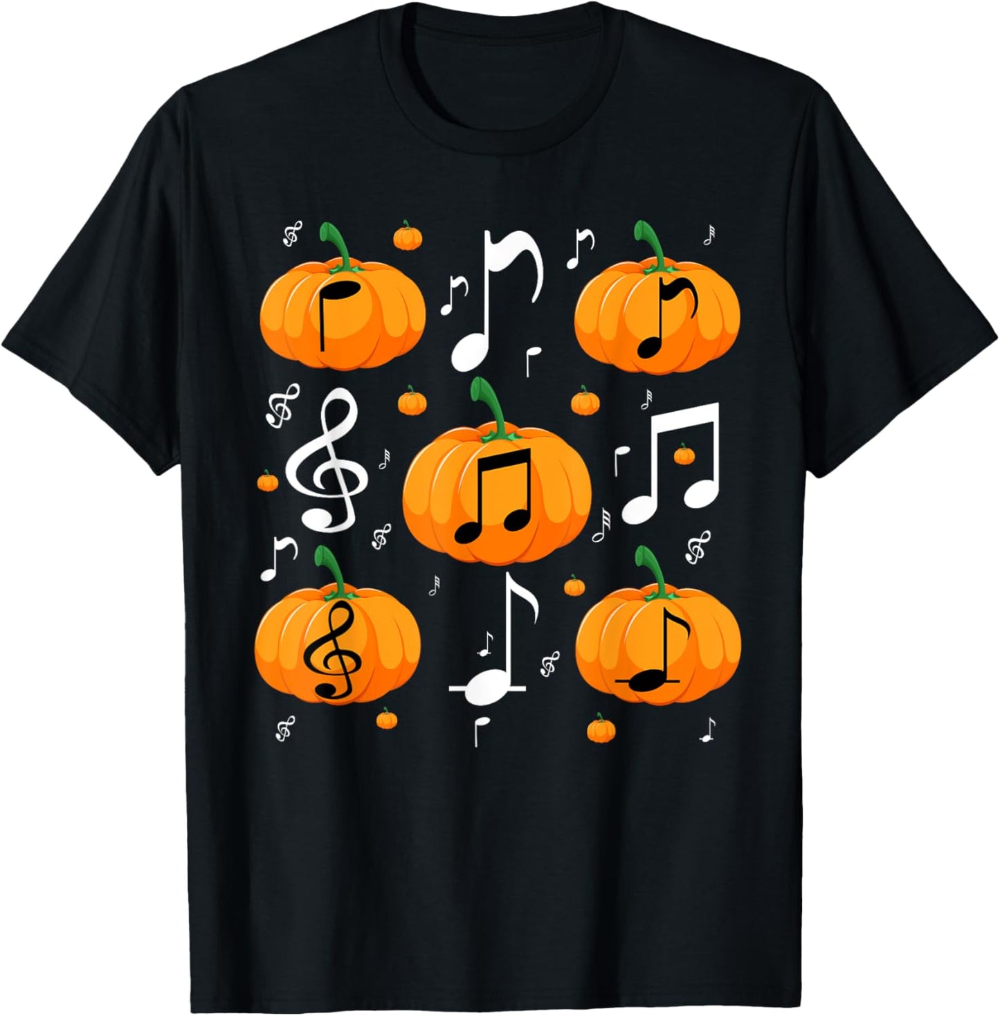Music Note Pumpkin Fall Costume For Musicians And Teachers T-Shirt - T-Shirt | Black