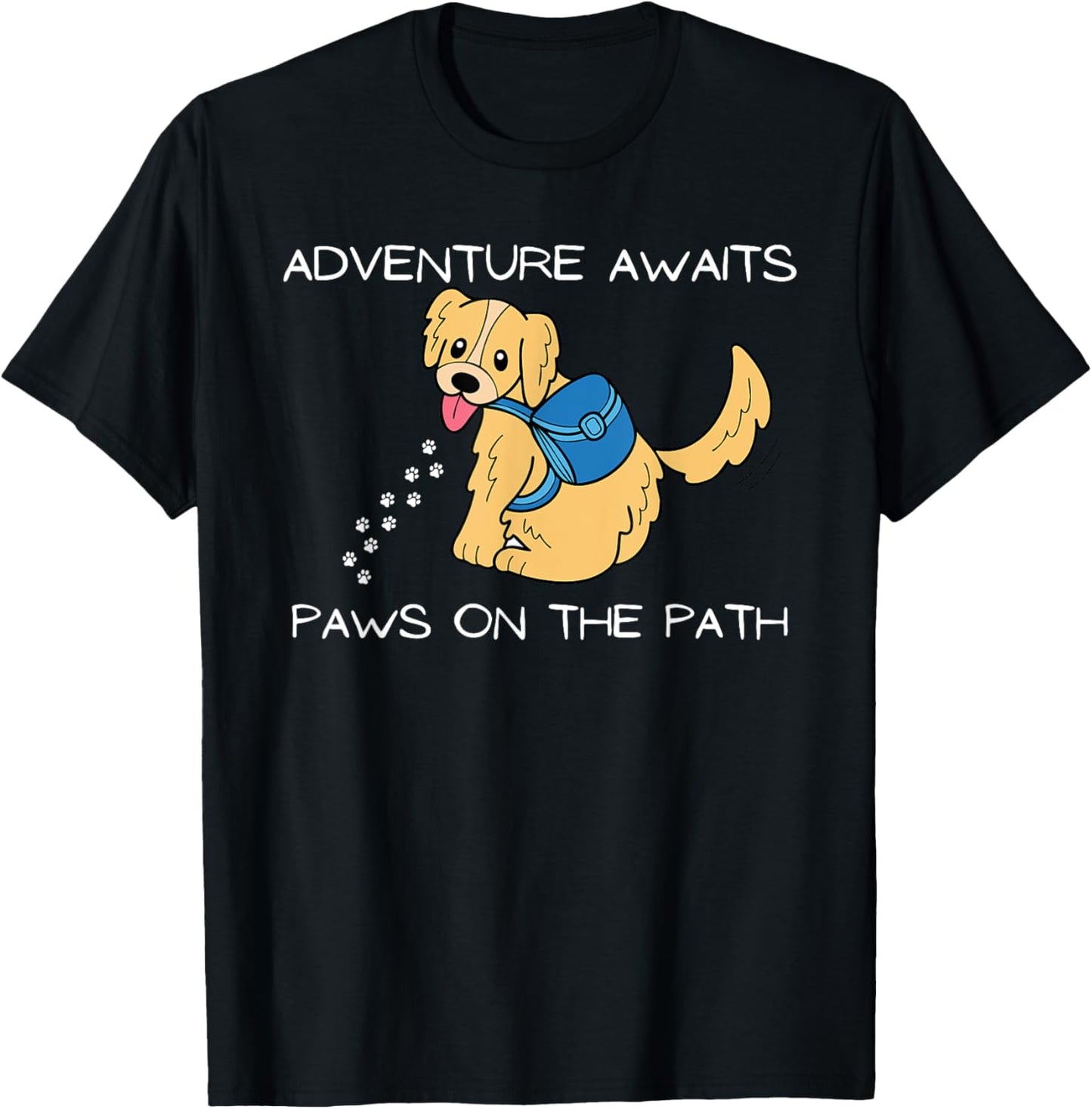 Adventure Awaits Paws on the Path Dog Hiking Shirt T-Shirt - T-Shirt | Black