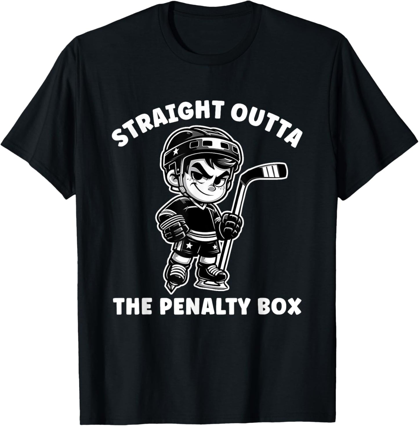 Youth Ice Hockey Funny Straight Outta Penalty Box Boys T-Shirt - T-Shirt | Black