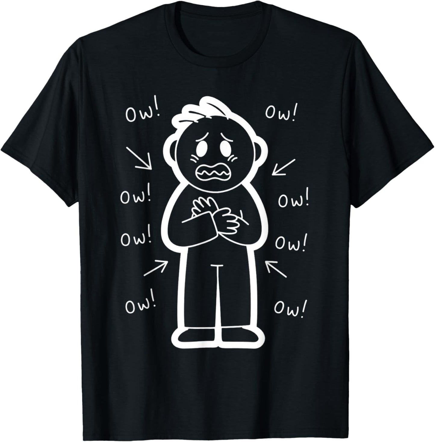 Ow Ow Ow Stick Character Figure Humor Funny Chronic Pain T-Shirt - T-Shirt | Black