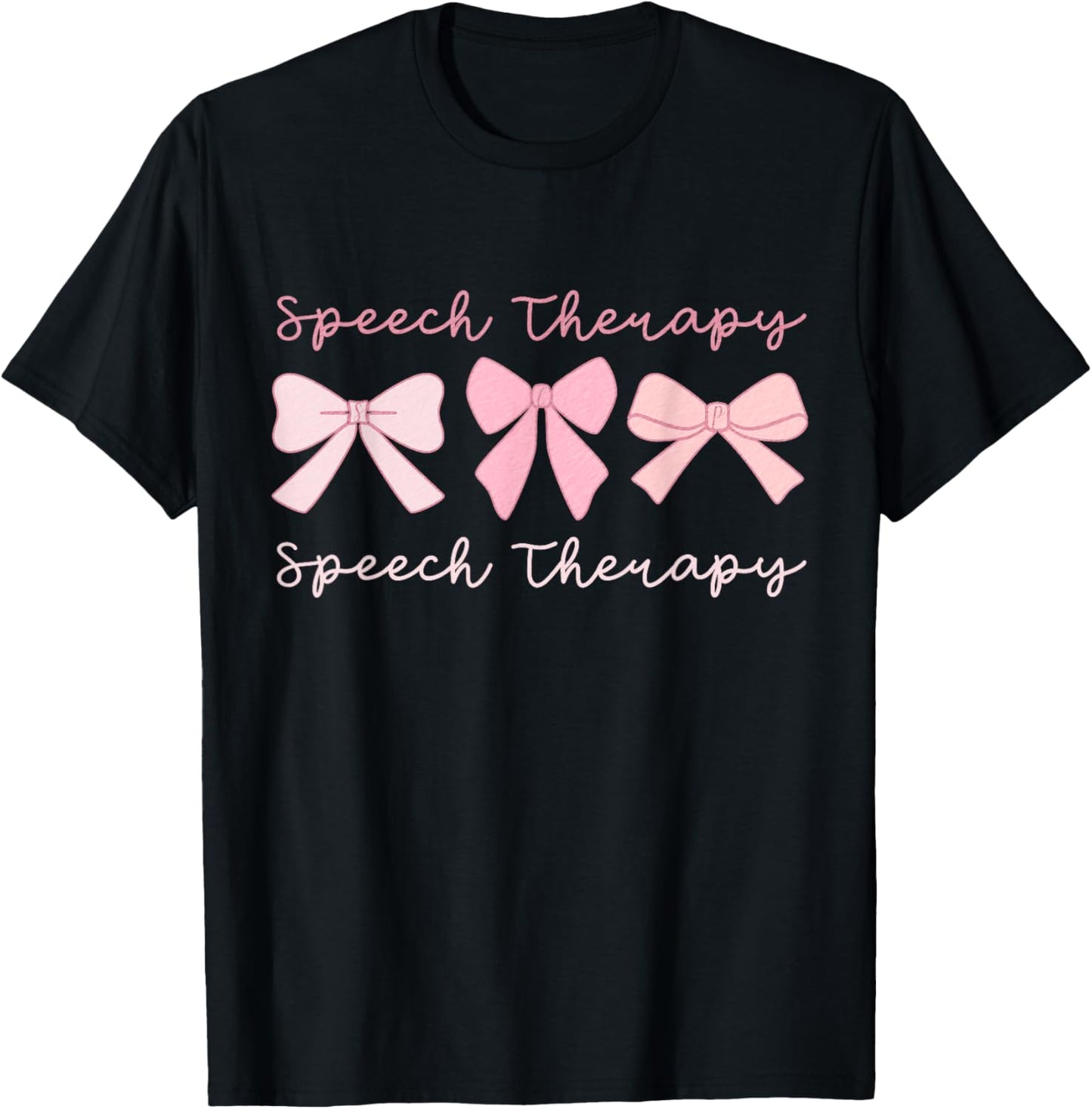 Speech Therapy Coquette Pink Bows SLP Speech Pathology T-Shirt - T-Shirt | Black