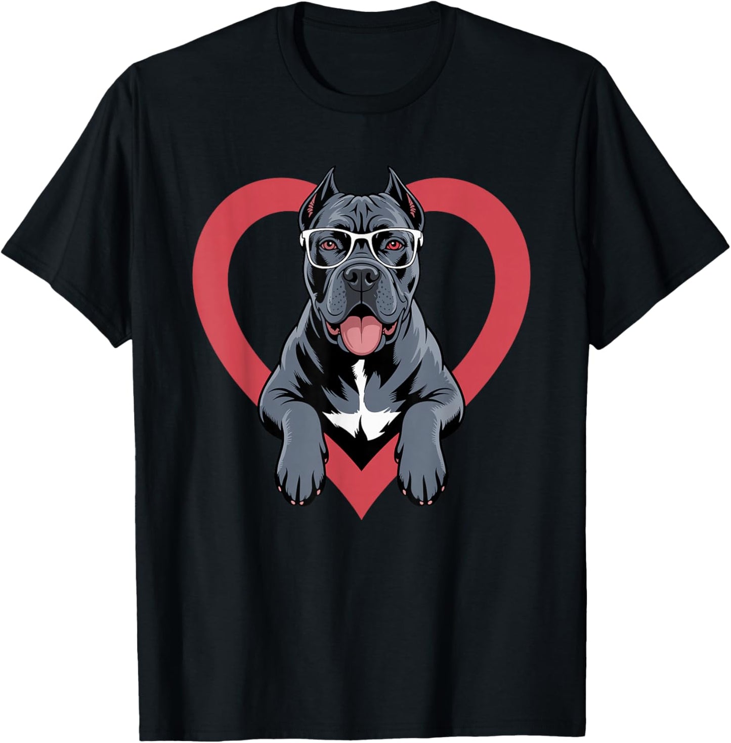 Heart Cane Corso Glasses T-Shirt - T-Shirt | Black