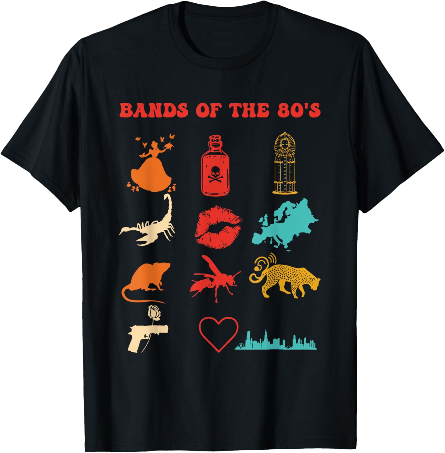 Bands Of The 80's Retro Vintage Design T-Shirt - T-Shirt | Black