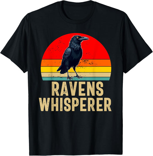Ravens Crow Black Bird Corbie Silhouette Vintage Men Women T-Shirt - T-Shirt | Black