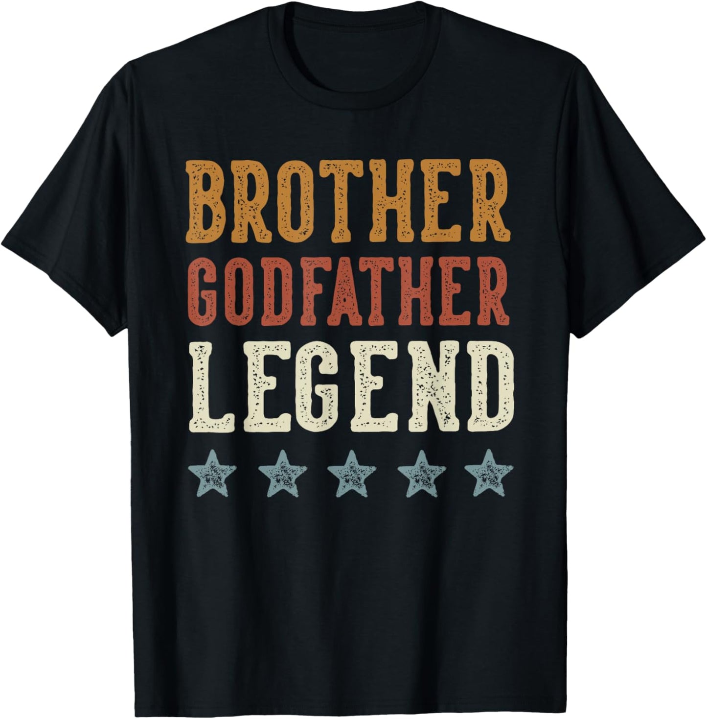 Brother Godfather Legend Classic Retro Distressed Lettering T-Shirt - T-Shirt | Black