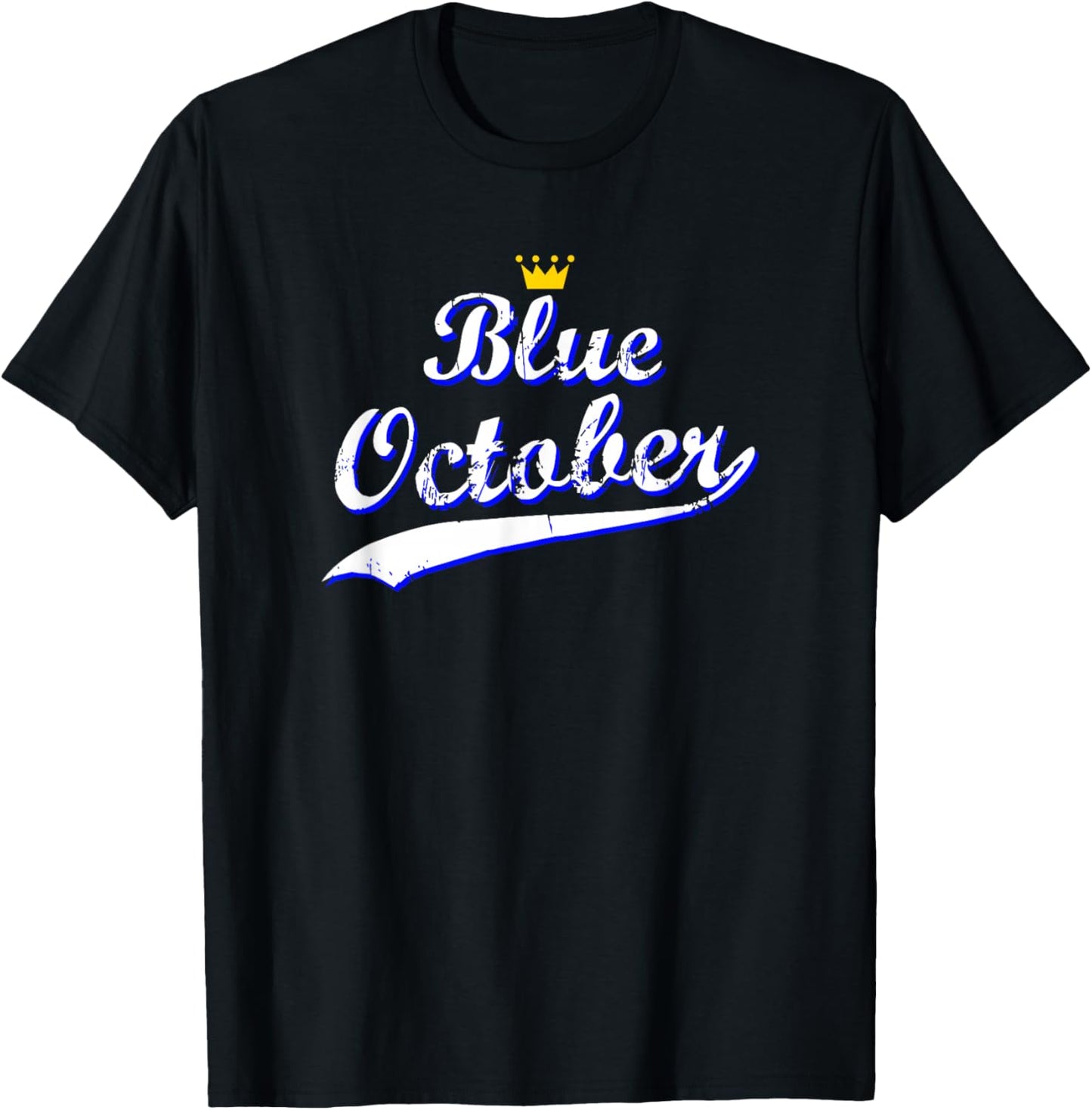 Blue October Retro Script Design T-Shirt - T-Shirt | Black