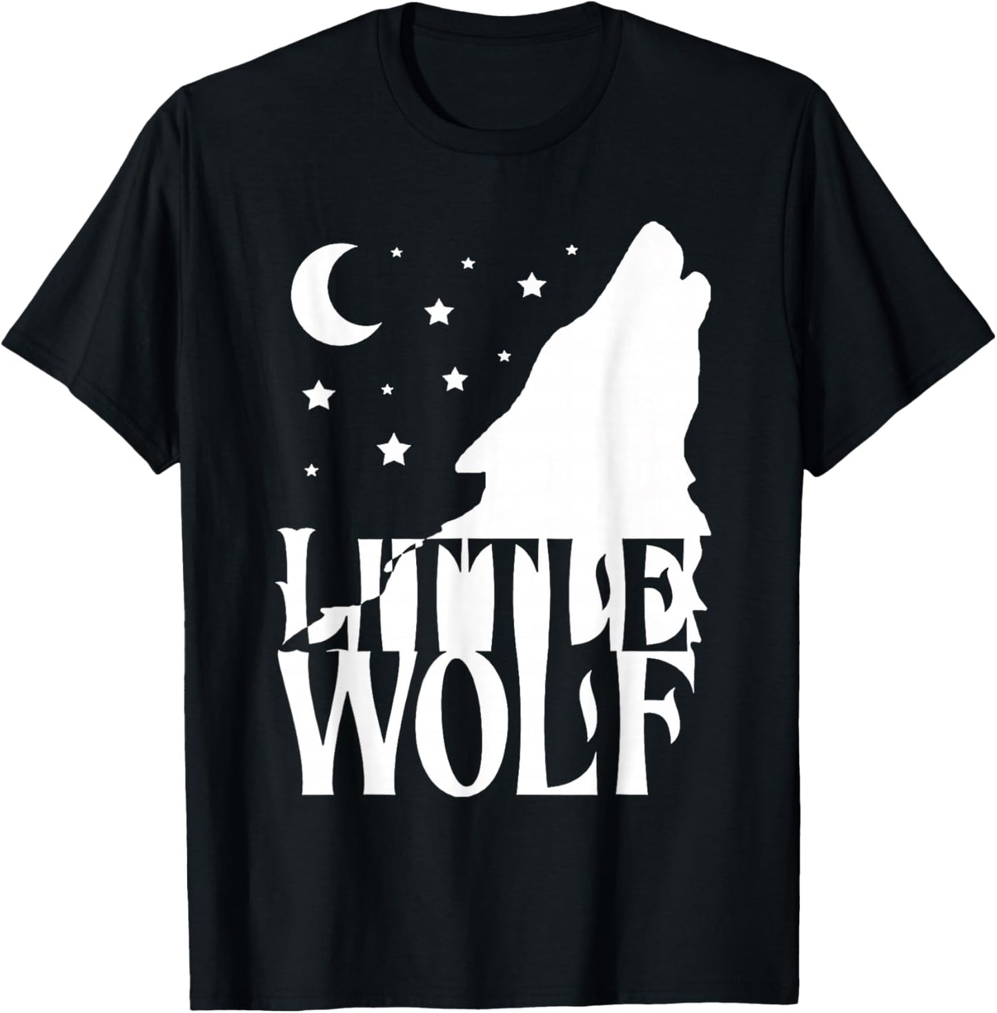 Little Wolf Gift Matching Family Tribe Wolves Moon T-Shirt - T-Shirt | Black