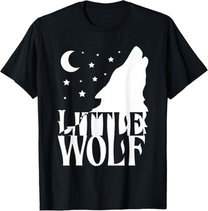 Little Wolf Gift Matching Family Tribe Wolves Moon T-Shirt - T-Shirt | Black