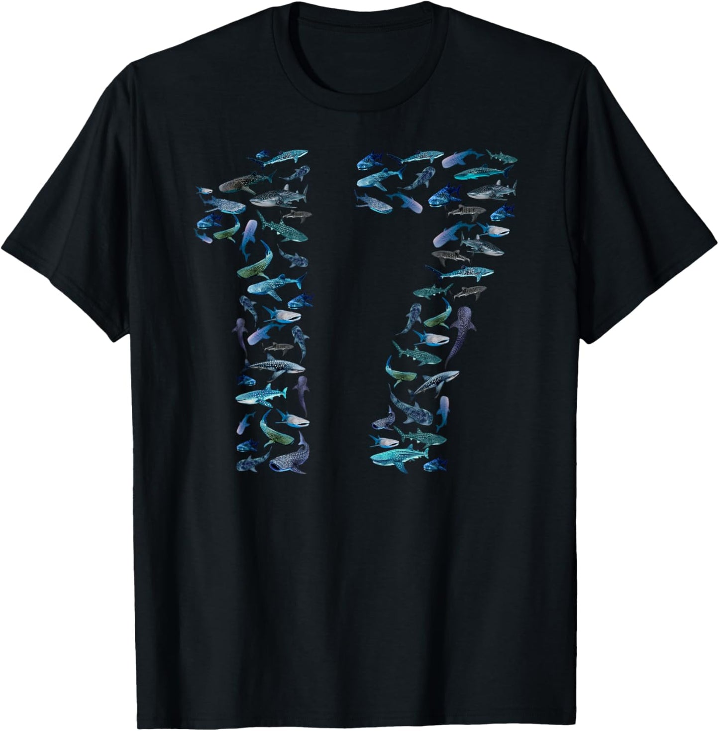 17th Birthday Boy & Girl Seventeen-Year-Old Fish Whale Shark T-Shirt - T-Shirt | Black