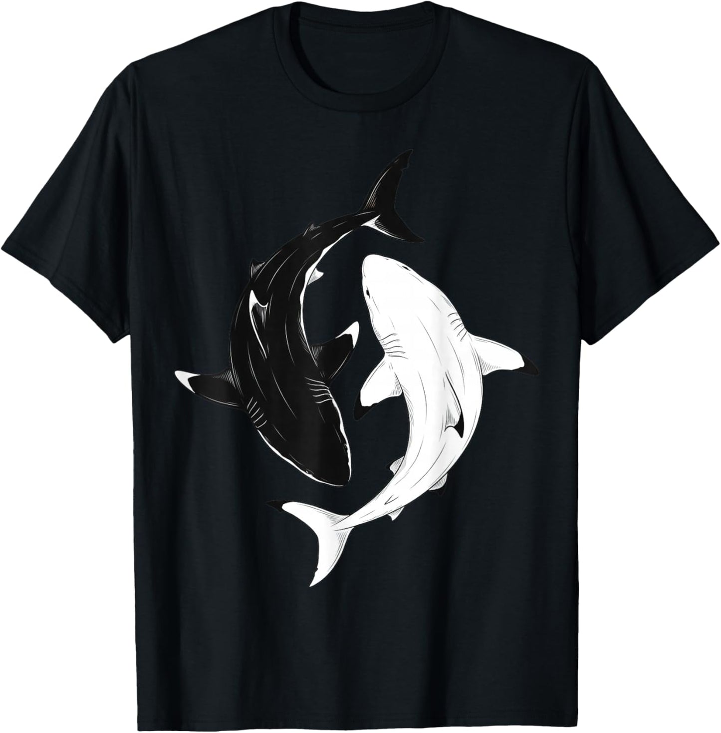 Aesthetic Great White Sharks - Ocean Animal Art T-Shirt - T-Shirt | Black