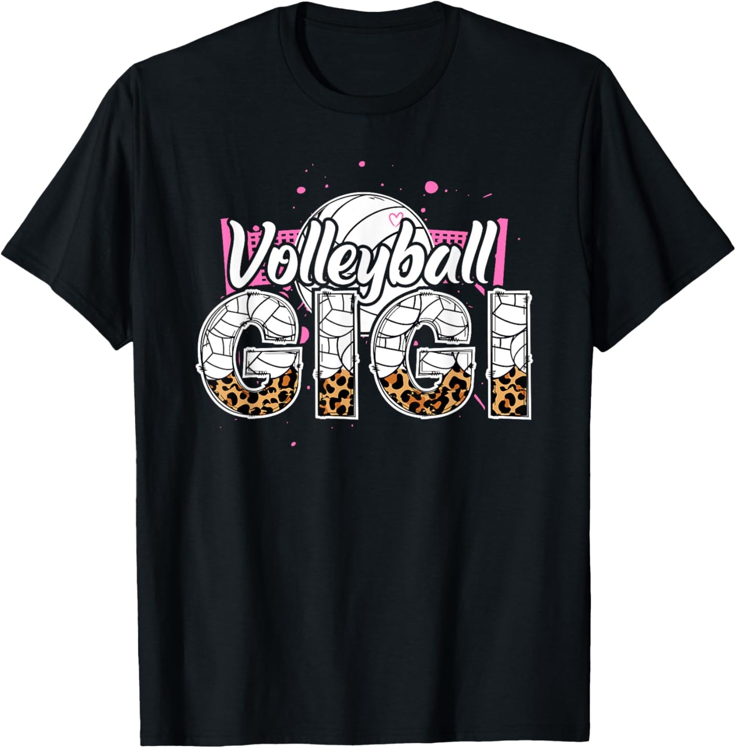 Volleyball Gigi Leopard Gigi Of A Volleyball Player Gigi T-Shirt - T-Shirt | Black
