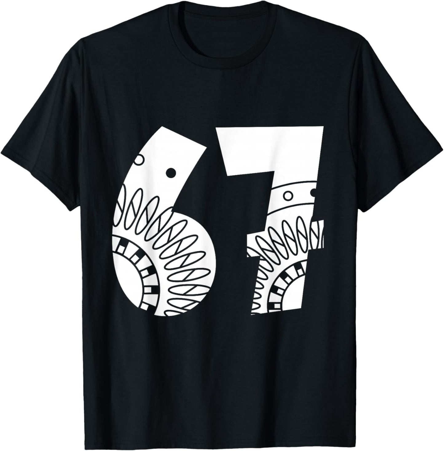 67 Nordic Scandi Abstrait Art Populaire Géométrique Chiffres T-Shirt - T-Shirt | Black