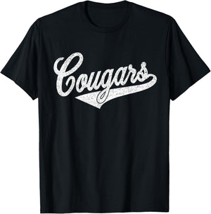 Cougars Vintage Mountain Lion Pride Team T-Shirt - T-Shirt | Black