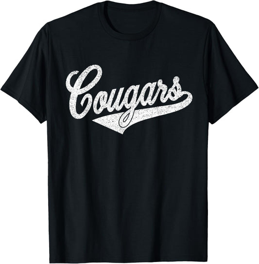 Cougars Vintage Mountain Lion Pride Team T-Shirt - T-Shirt | Black