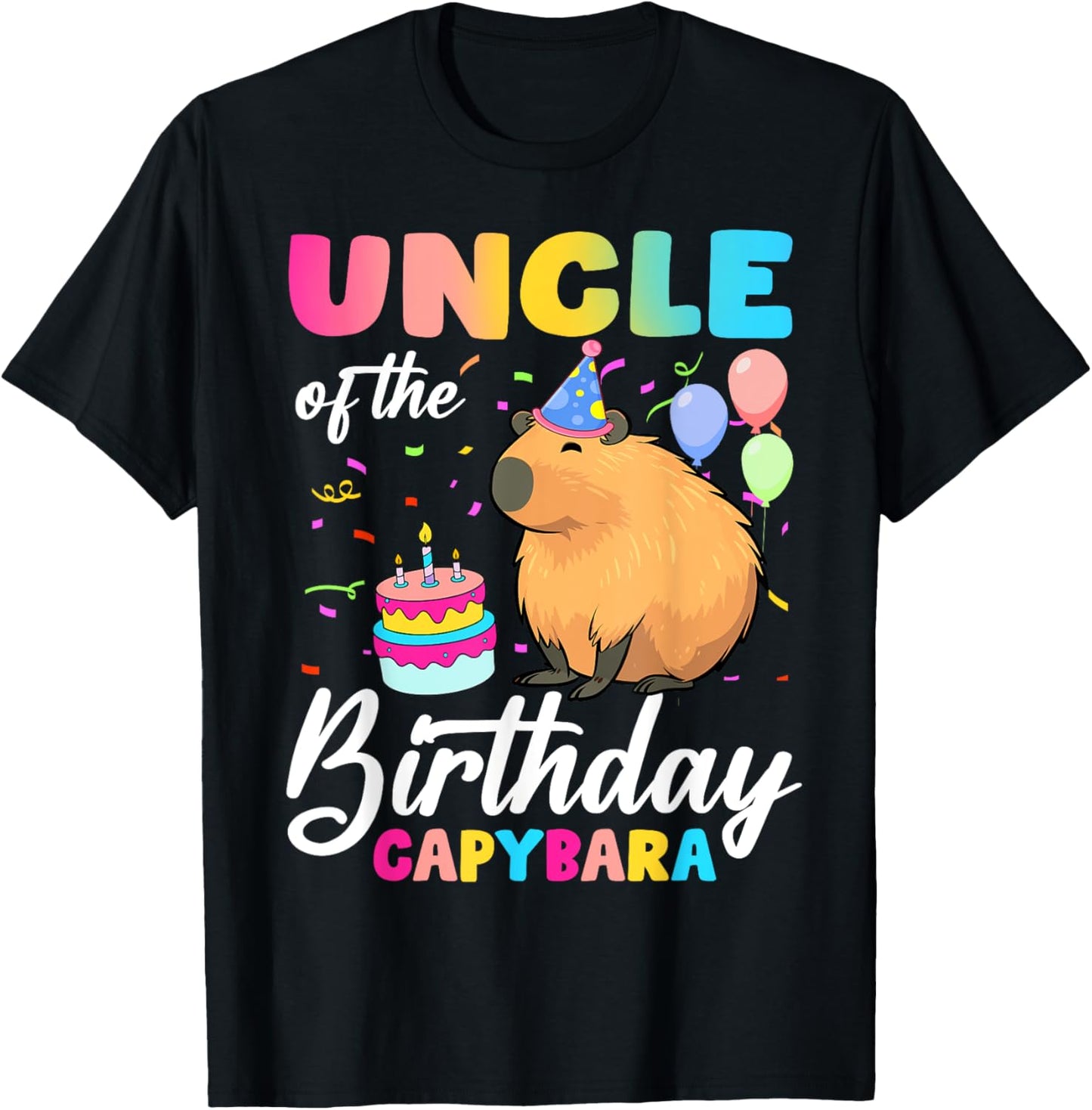 Uncle Of The Birthday Capybara Girl Bday Party Family T-Shirt - T-Shirt | Black