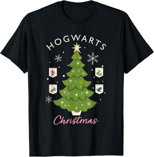 Harry Potter Hogwarts Christmas Tree T-Shirt - T-Shirt | Black