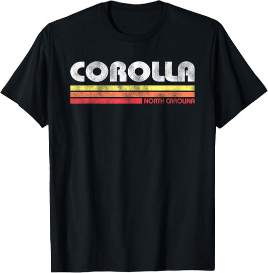 Corolla North Carolina Vintage Lines Beach Souvenir Retro T-Shirt - T-Shirt | Black