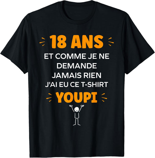 Funny Draw Boy 18 Years Funny Funny Birthday 18 Years Old T-Shirt - T-Shirt | Black