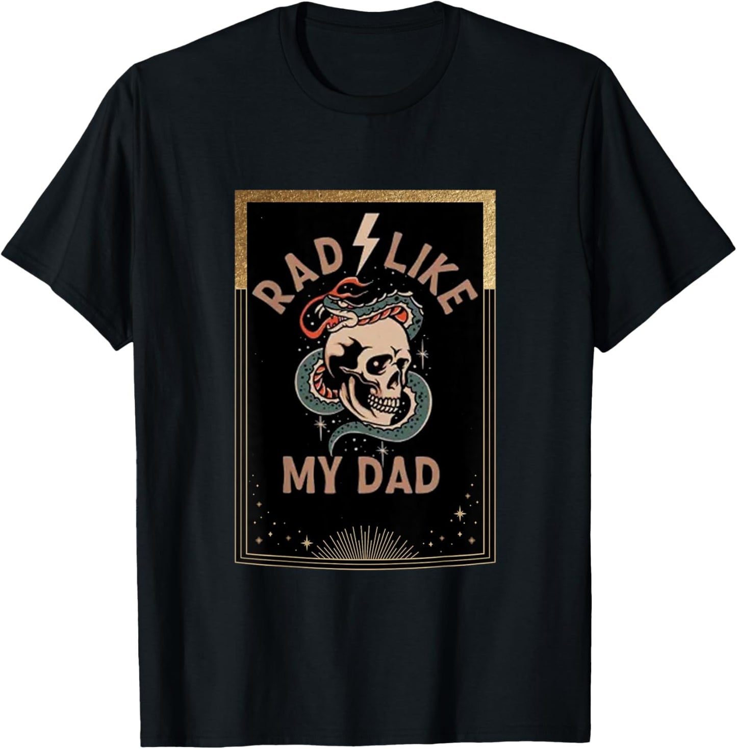 Kids Rad Like My Dad (on back) Funny Son Daughter Father's Day T-Shirt - T-Shirt | Black
