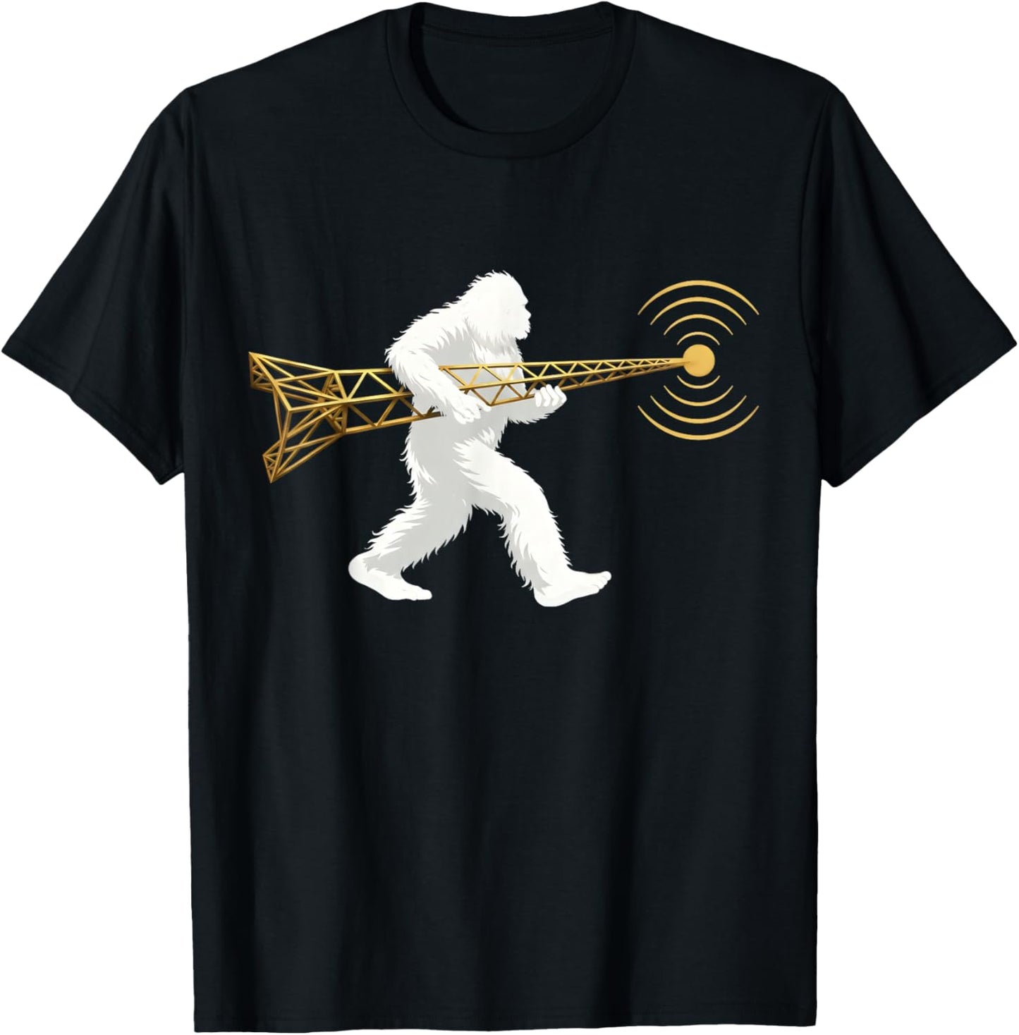 Funny Ham Radio Bigfoot Radio Tower Nerdy Geek CW Operator T-Shirt - T-Shirt | Black