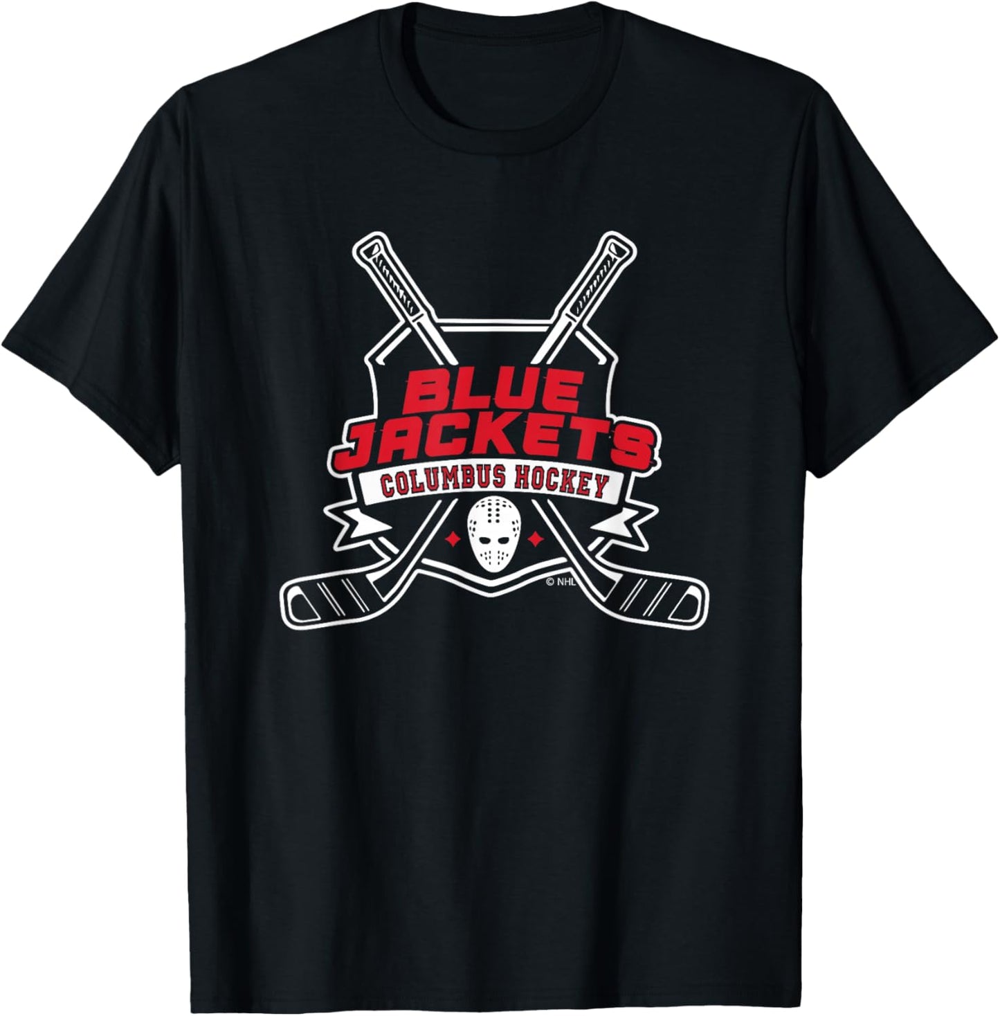 Columbus Blue Jackets Hockey Sticks Navy Officially Licensed T-Shirt - T-Shirt | Black