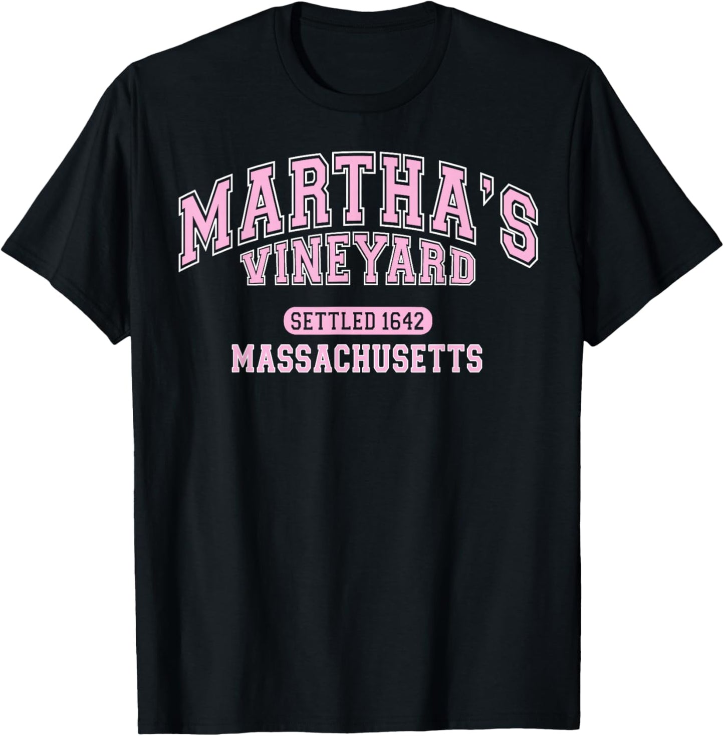 Martha's Vineyard Massachusetts Vintage Sports Pink T-Shirt - T-Shirt | Black