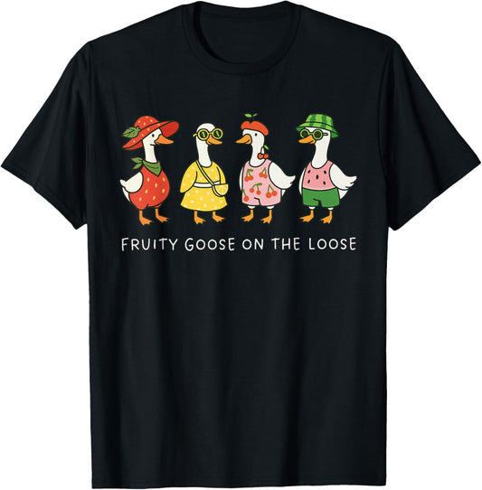 Funny Fruity Goose On The Loose Gay Rights LGBTQ Pride Month T-Shirt - T-Shirt | Black