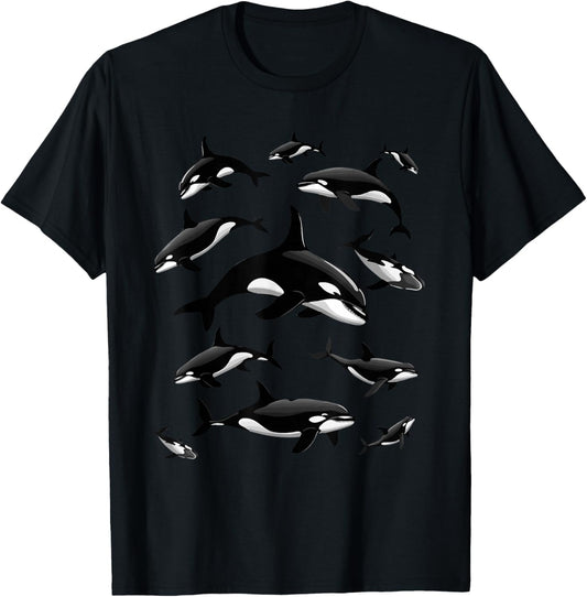 Cool Orca Art Women Kids Killer Whale Orca Lover T-Shirt - T-Shirt | Black