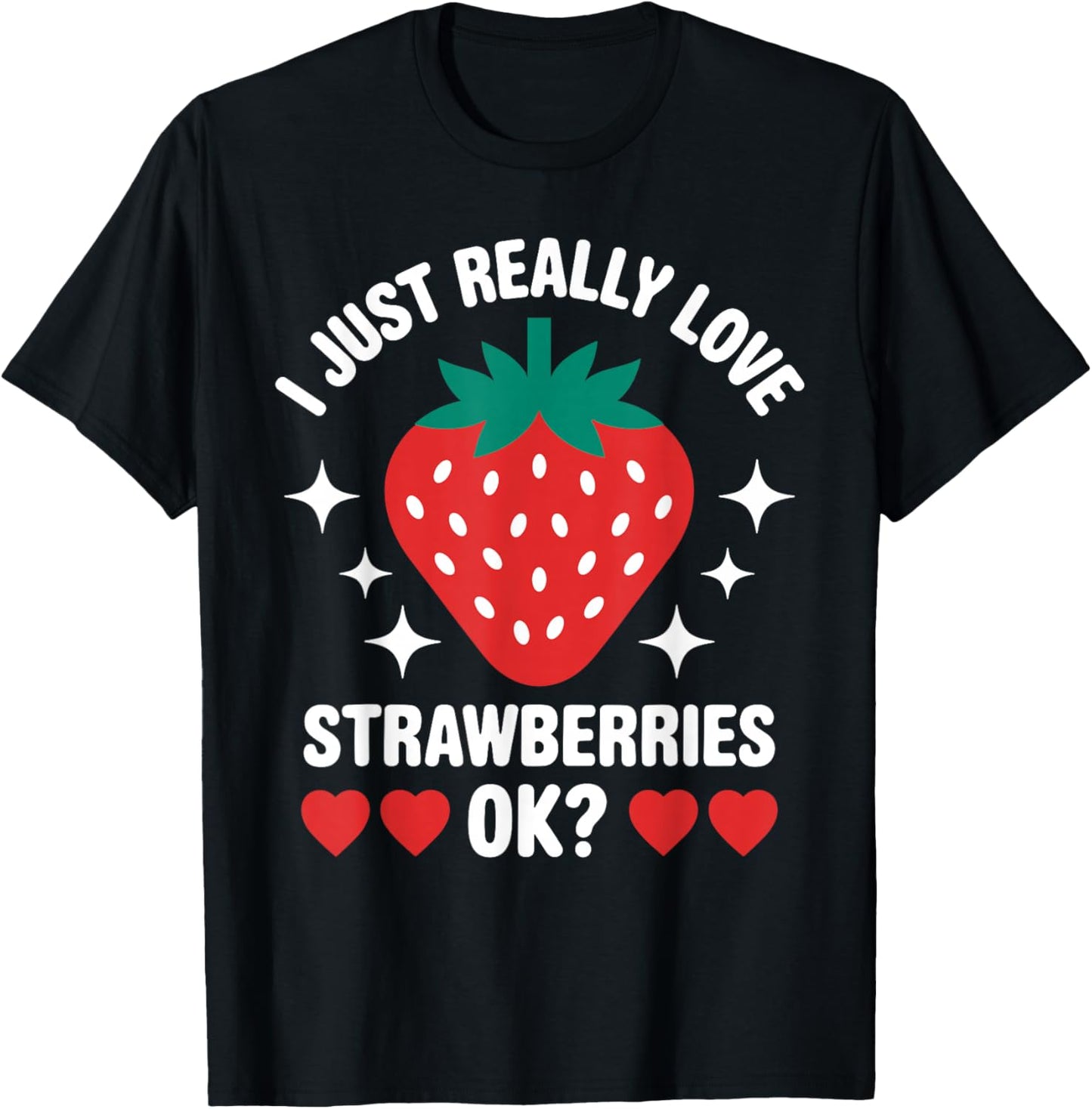 Cool Strawberry Art Women Fruit Strawberry Lover T-Shirt - T-Shirt | Black
