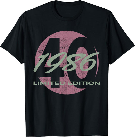 40th Birthday Man Woman 40 Years 1986 Funny Gift T-Shirt - T-Shirt | Black
