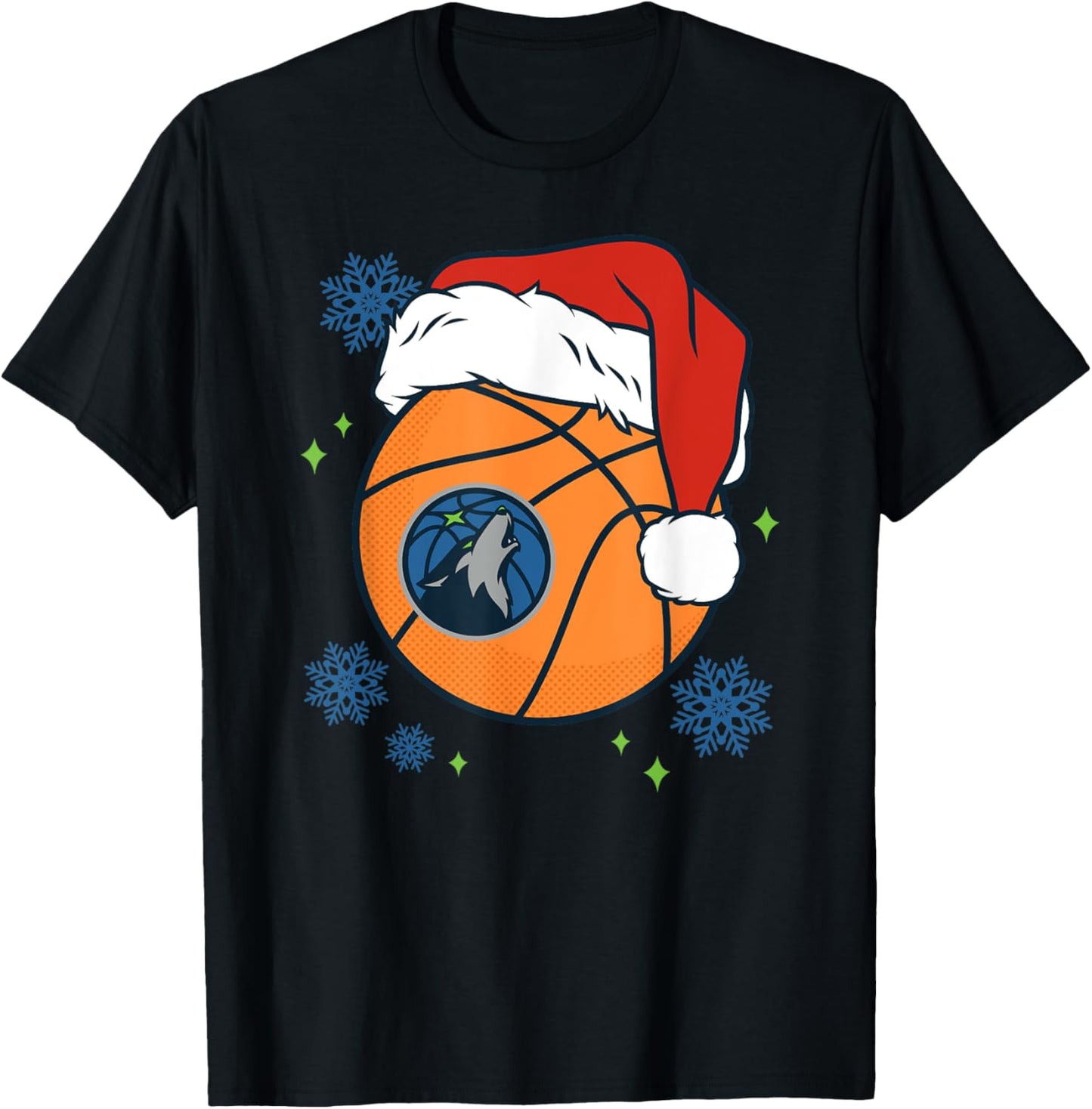 NBA Minnesota Timberwolves Christmas Santa Hat Ball T-Shirt - T-Shirt | Black